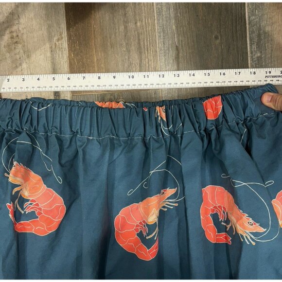 (?) HANDMADE UNIQUE RARE CHATHAM HOUSE PRAWN / SHRIMP PRINT COASTAL MIDI SKIRT - Picture 7 of 11